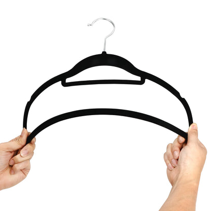 Velvet Flocked Hangers 100 Pack Non Slip Black Clothes Suit Hangers Hook Swivel 360 Ultra Thin(100Pcs, Black, Velvet)